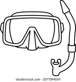 Diving mask. Vector outline illustration.