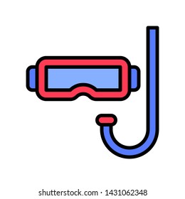 Diving mask vector, Summer Holiday related filled icon editable outline
