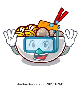 Diving meatball in the a mascot shape