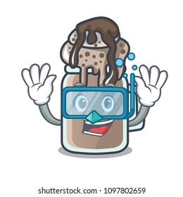 Diving milkshake character cartoon style