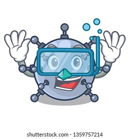 Diving mine underwater in the cartoon shape
