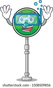 Diving miniature turn right on cartoon table