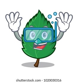 Diving mint leaves character cartoon