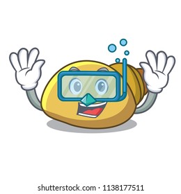 Diving mollusk shell character cartoon