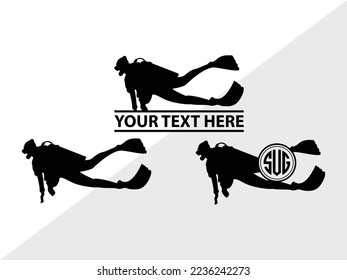 Diving Monogram Vector Illustration Silhouette