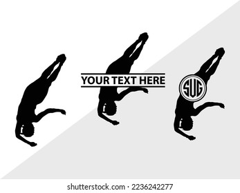 Diving Monogram Vector Illustration Silhouette