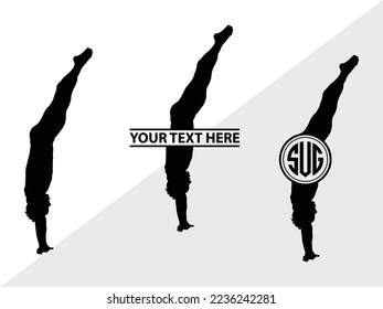 Diving Monogram Vector Illustration Silhouette