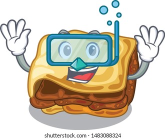 Diving moussaka is cooked in cartoon style