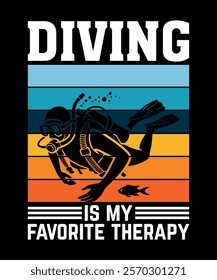 diving is my favorite therapy T-Shirt Design 