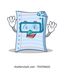 Diving notebook character cartoon style
