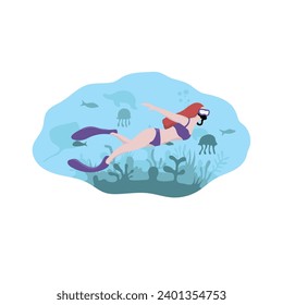 Diving in the Ocean Illustration