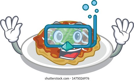 Diving okonomiyaki in the a mascot shape