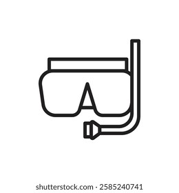 Diving ot snorkle icon Flat vector set outline