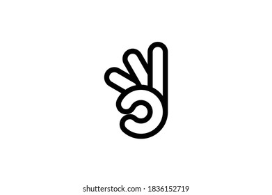 Diving Outline Icon - Ok Hand Gesture