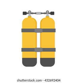 Diving oxygen balloons icon isolated on white background. Scuba air equipment vector illustration in flat design.