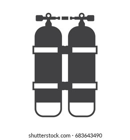 Diving oxygen balloons icon. Scuba air tanks silhouette isolated on white background.