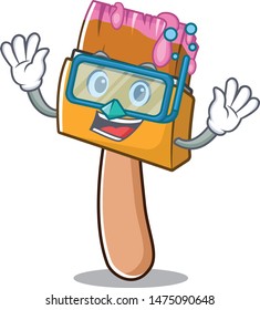 Diving paint brush in the cartoon shape