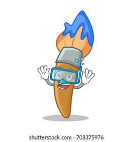Diving paint brush character cartoon