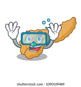 Diving pancreas character cartoon style