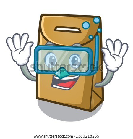 Diving paper bag isolated with the character