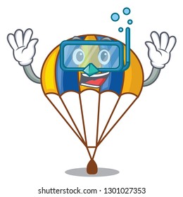 Diving parachute isolated with in the cartoons