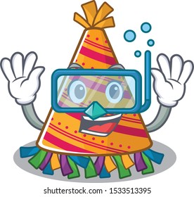 Diving party hat with in the cartoon