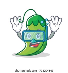 Diving peas character cartoon style