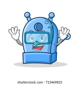 Diving pencil sharpener character cartoon