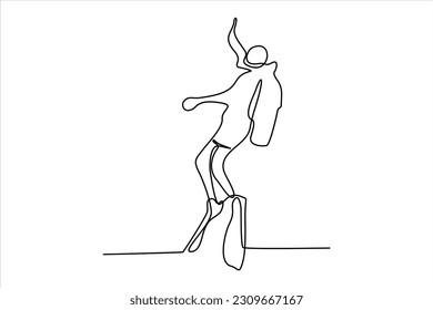  diving person continuous line illustration
