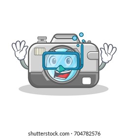 Diving photo camera character cartoon