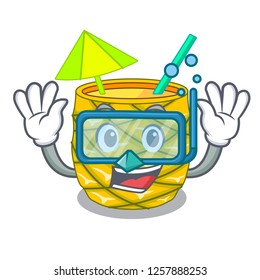 Diving Pineapple juice in glassware on mascot