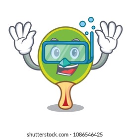 Diving ping pong racket character cartoon