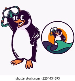 Diving Pinguins Logo Vector Illustration