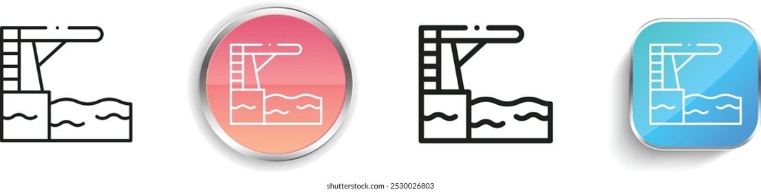 diving platform icon. Thin Linear, Regular and Button Style Design Isolated On White Background