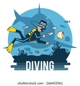 Diving with pleasure. Logo. Diving for fun.