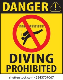 Diving prohibited in this area sign vector