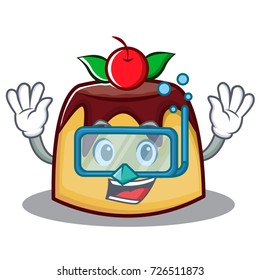Diving pudding character cartoon style