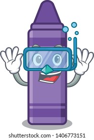 Diving purple crayon in the cartoon shape