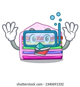 Diving rainbow cake isolated in the character
