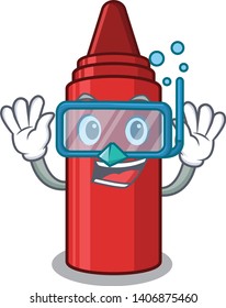 Diving red crayon in the character shape