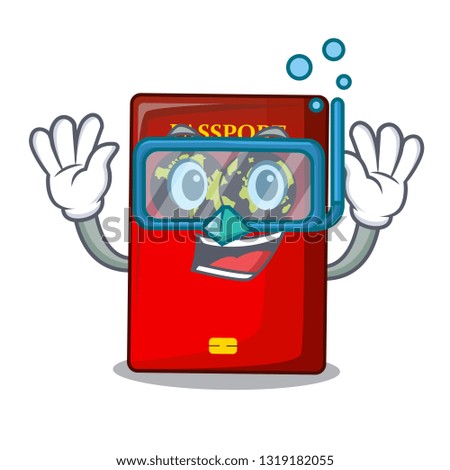 Diving red passport in the cartoon bag