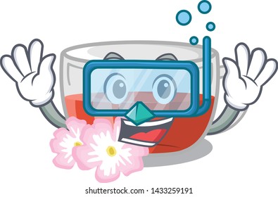 Diving rosehip tea in a cartoon fridge