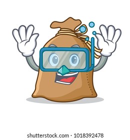 Diving sack character cartoon style