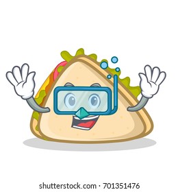 Diving sandwich character cartoon style