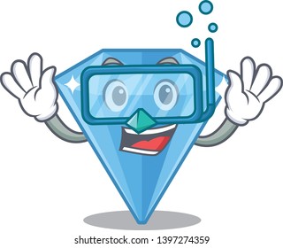 Diving sapphire gems in the cartoon shape