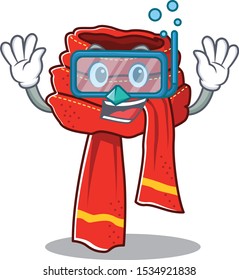 Diving scarf mascot isolated in the cartoon