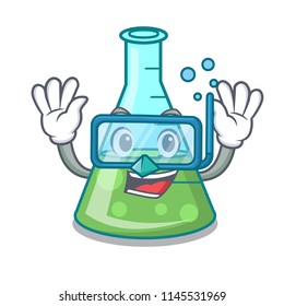 Diving science beaker character cartoon
