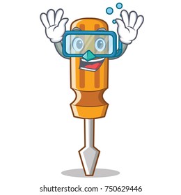 Diving screwdriver character cartoon style