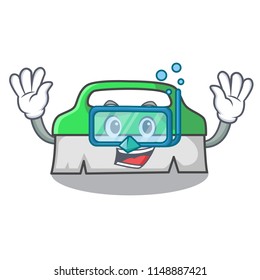 Diving scrub brush character cartoon
