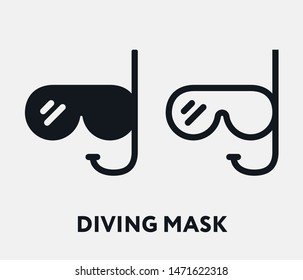 Diving Scuba Mask Flat Vector Icon.